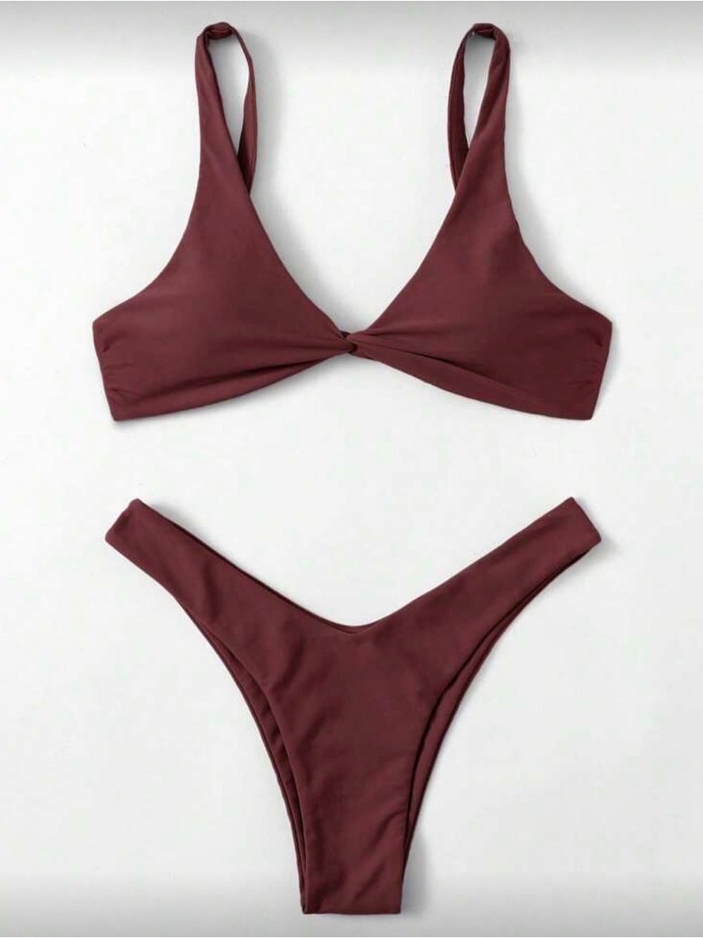 SHEIN Twist Front Bikini Set - Maroon